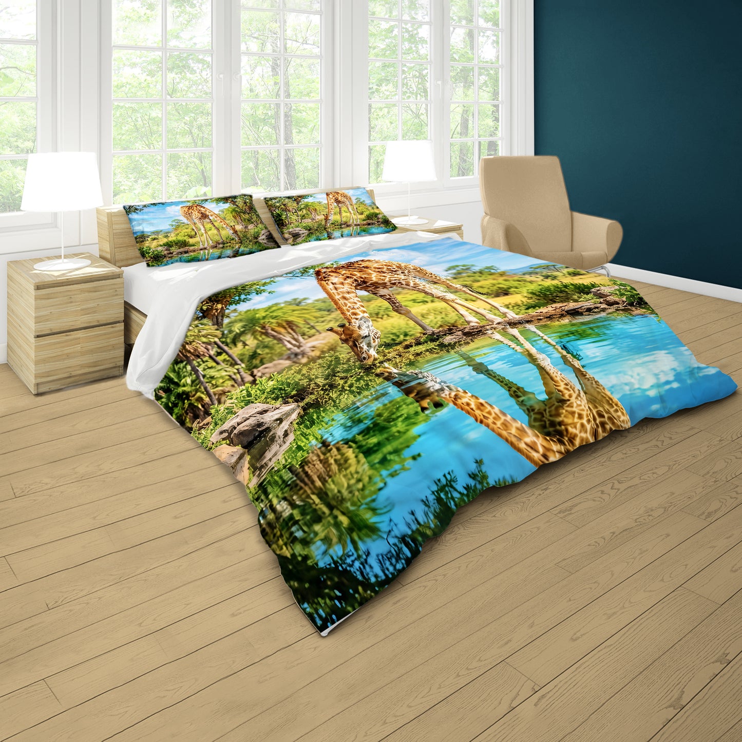 Wildlife Giraffe Oasis Duvet Cover Set