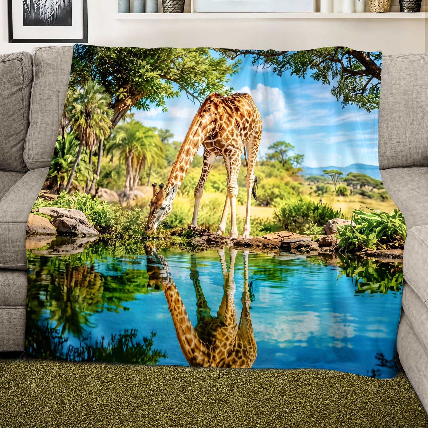 Wildlife Giraffe Oasis Light Weight Fleece Blanket