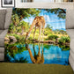 Wildlife Giraffe Oasis Light Weight Fleece Blanket