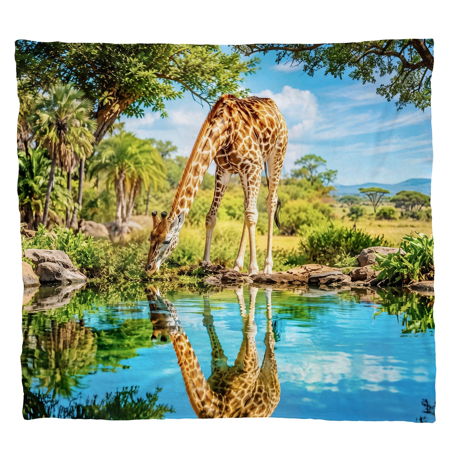 Wildlife Giraffe Oasis Light Weight Fleece Blanket