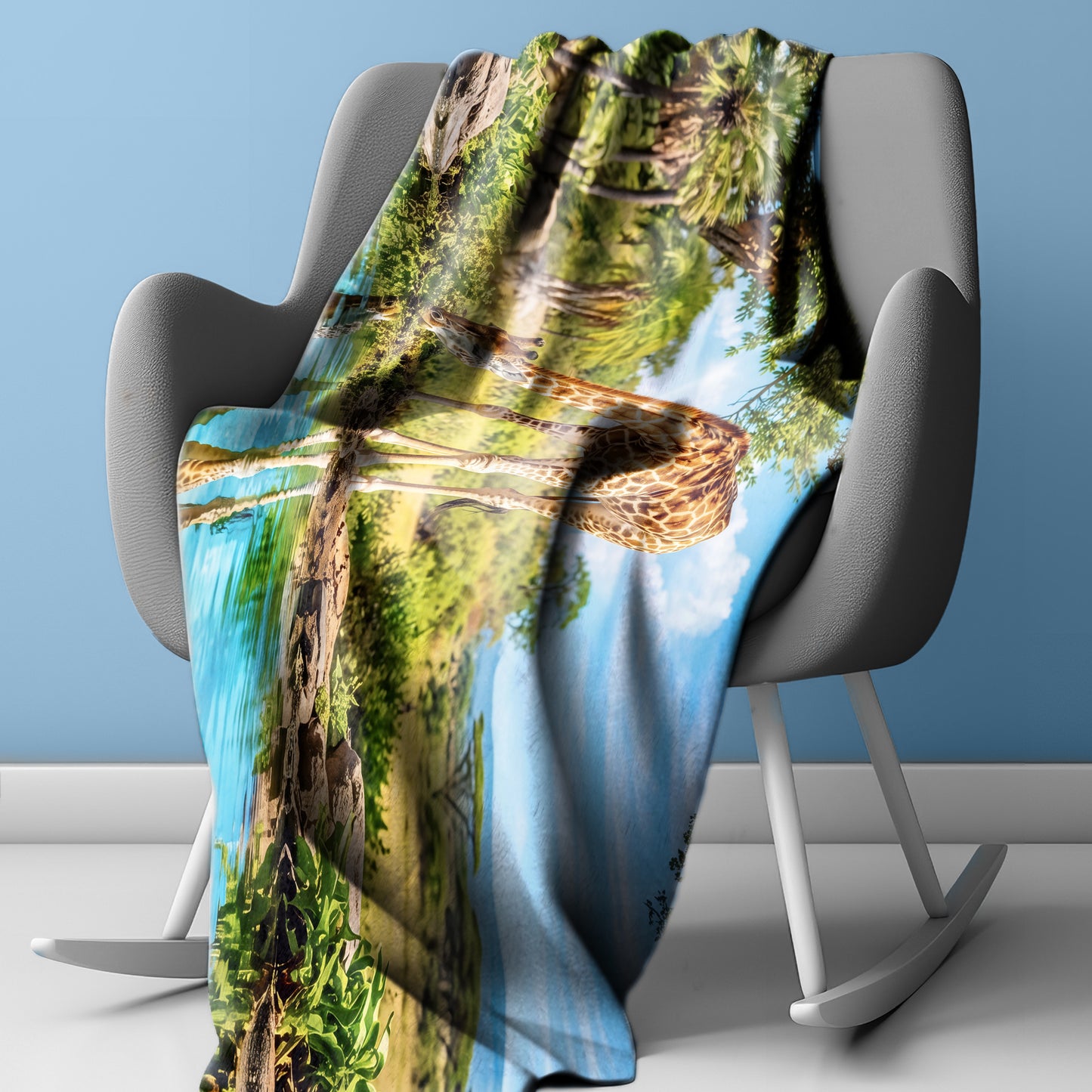 Wildlife Giraffe Oasis Light Weight Fleece Blanket