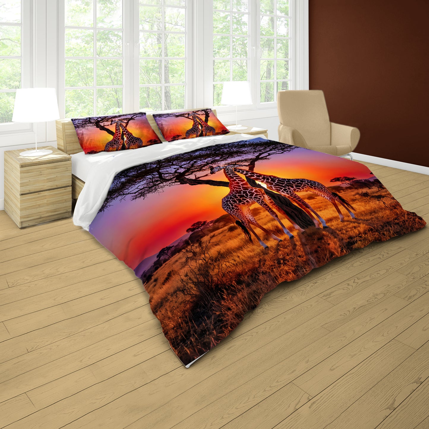 Wildlife Giraffe Pair Duvet Cover Set