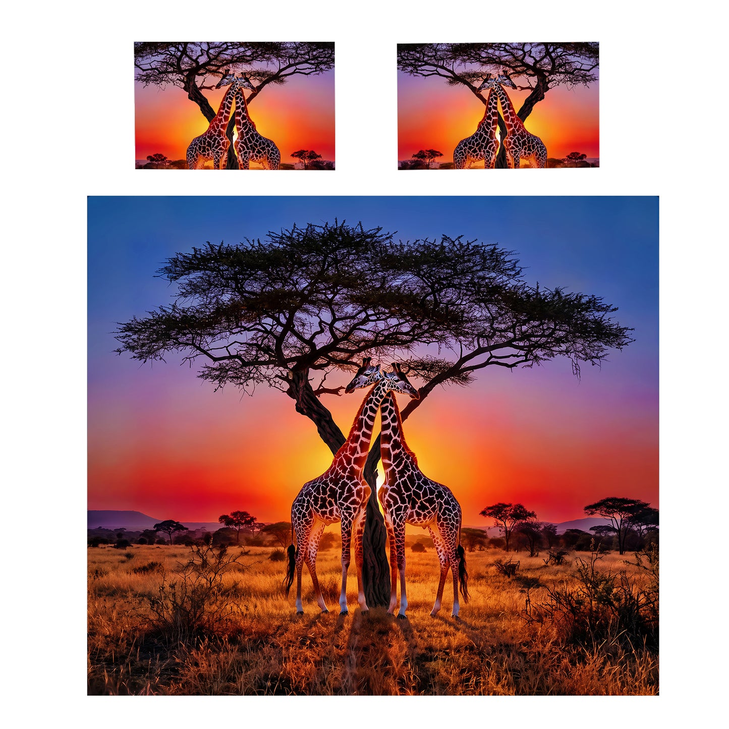 Wildlife Giraffe Pair Duvet Cover Set