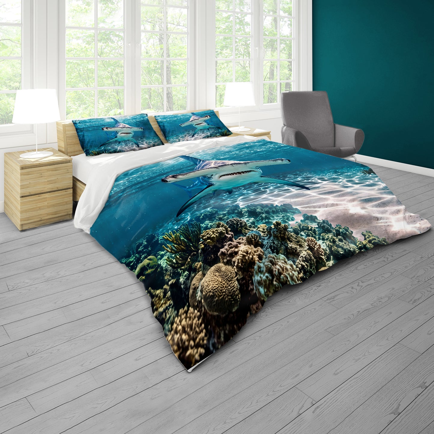 Wildlife Hammerhead Shark Duvet Cover Set
