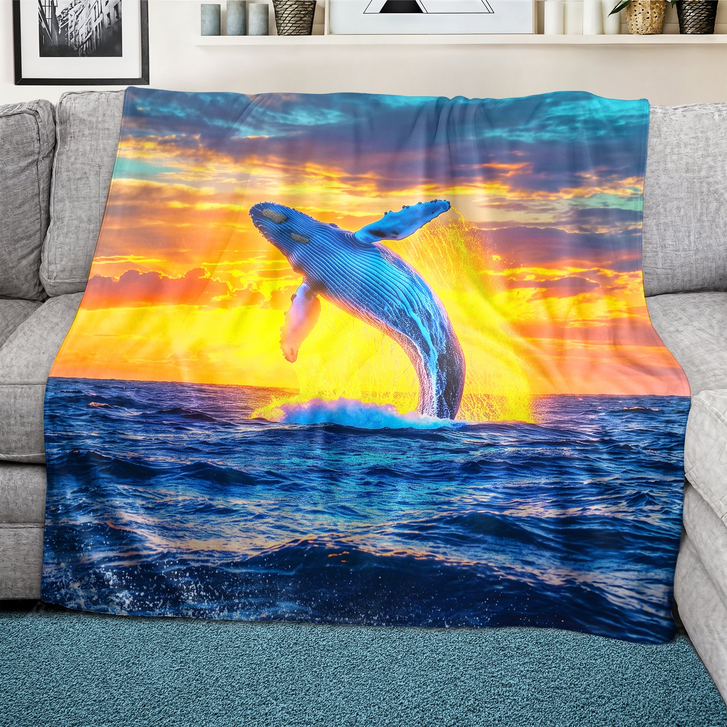 Wildlife Humpback Whale Light Weight Fleece Blanket