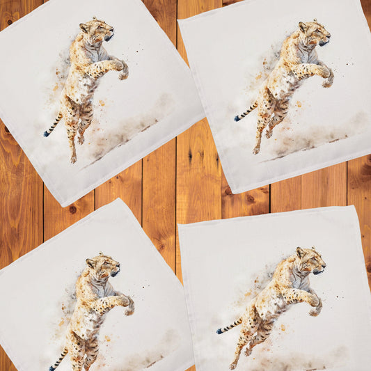 Wildlife Jumping Leopard Napkins