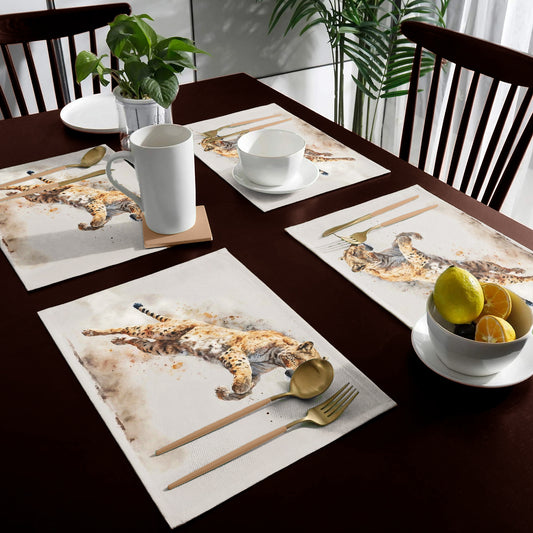 Wildlife Jumping Leopard Placemats
