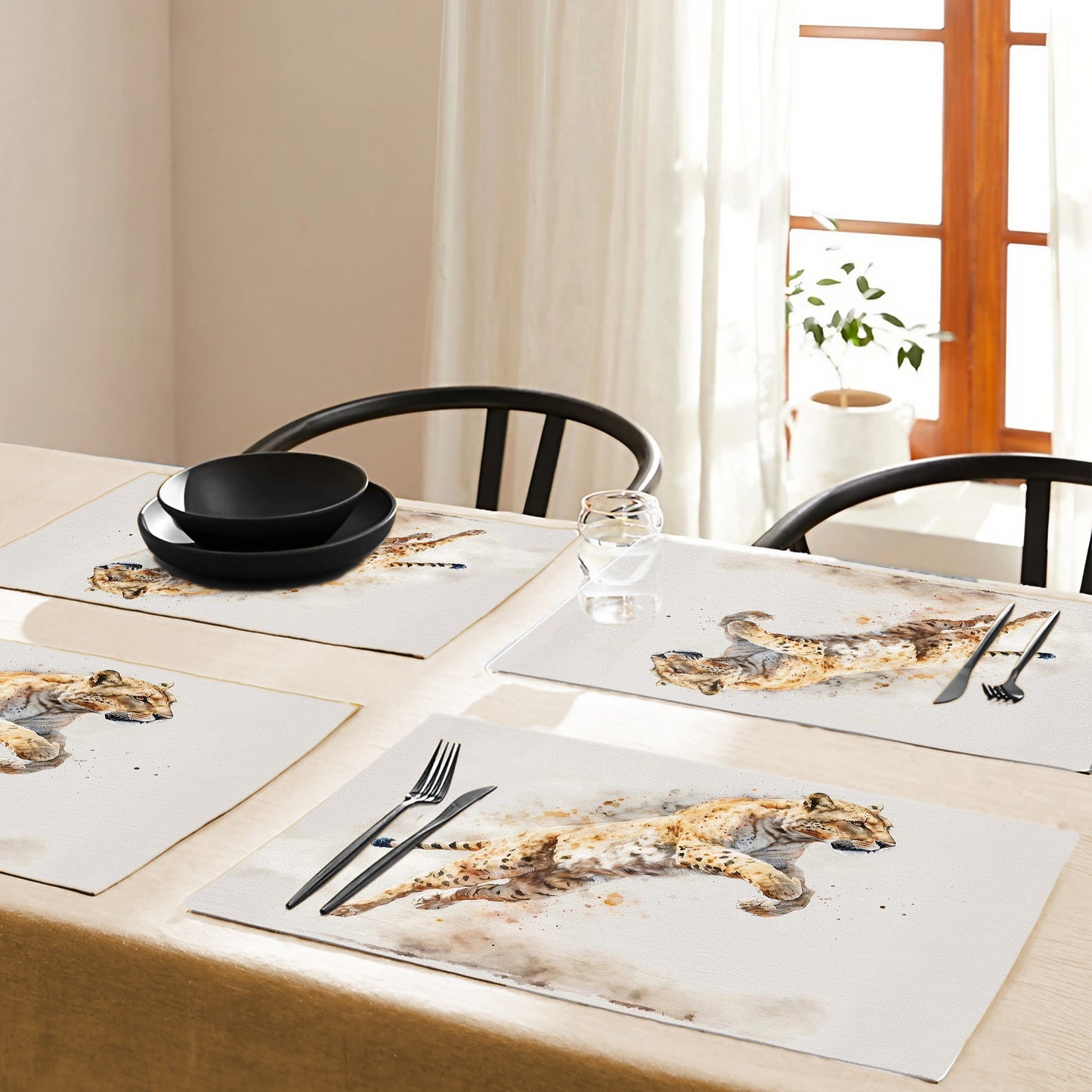 Wildlife Jumping Leopard Placemats