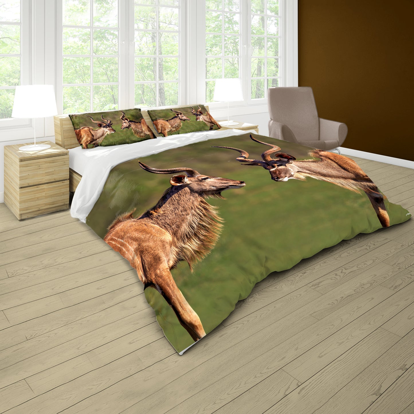 Wildlife Kudu Bulls Duvet Cover Set by Annette Heymans