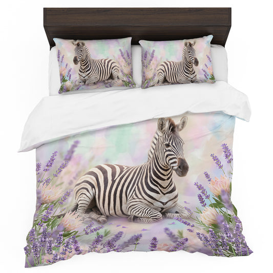 Wildlife Lavender Zebra Duvet Cover Set