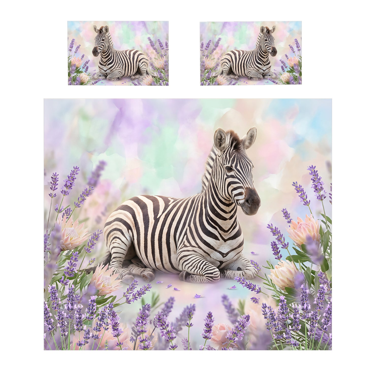 Wildlife Lavender Zebra Duvet Cover Set