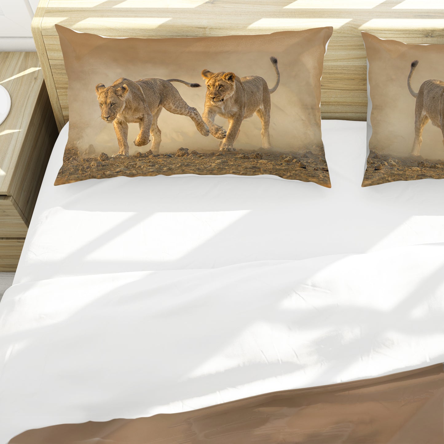 Wildlife Lion Cubs Playing Duvet Cover Set by Fanie Heymans