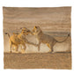 Wildlife Lion Cubs Playing Light Weight Fleece Blanket by Fanie Heymans