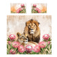 Wildlife Lions Crowned by Protea Duvet Cover Set