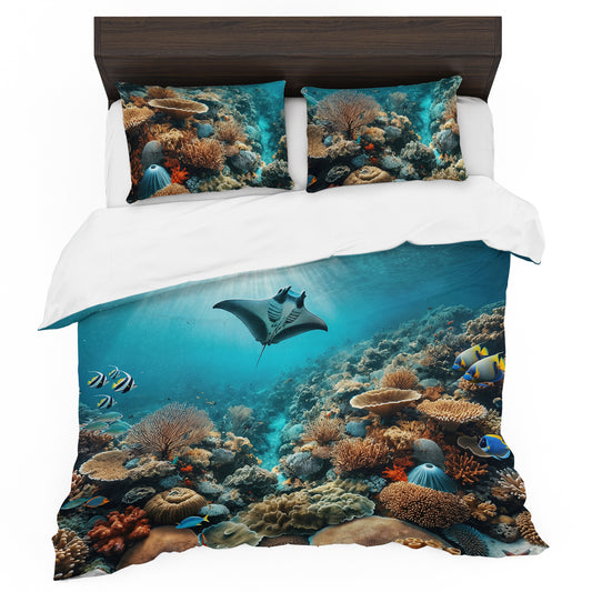 Wildlife Manta Ray Ocean Duvet Cover Set