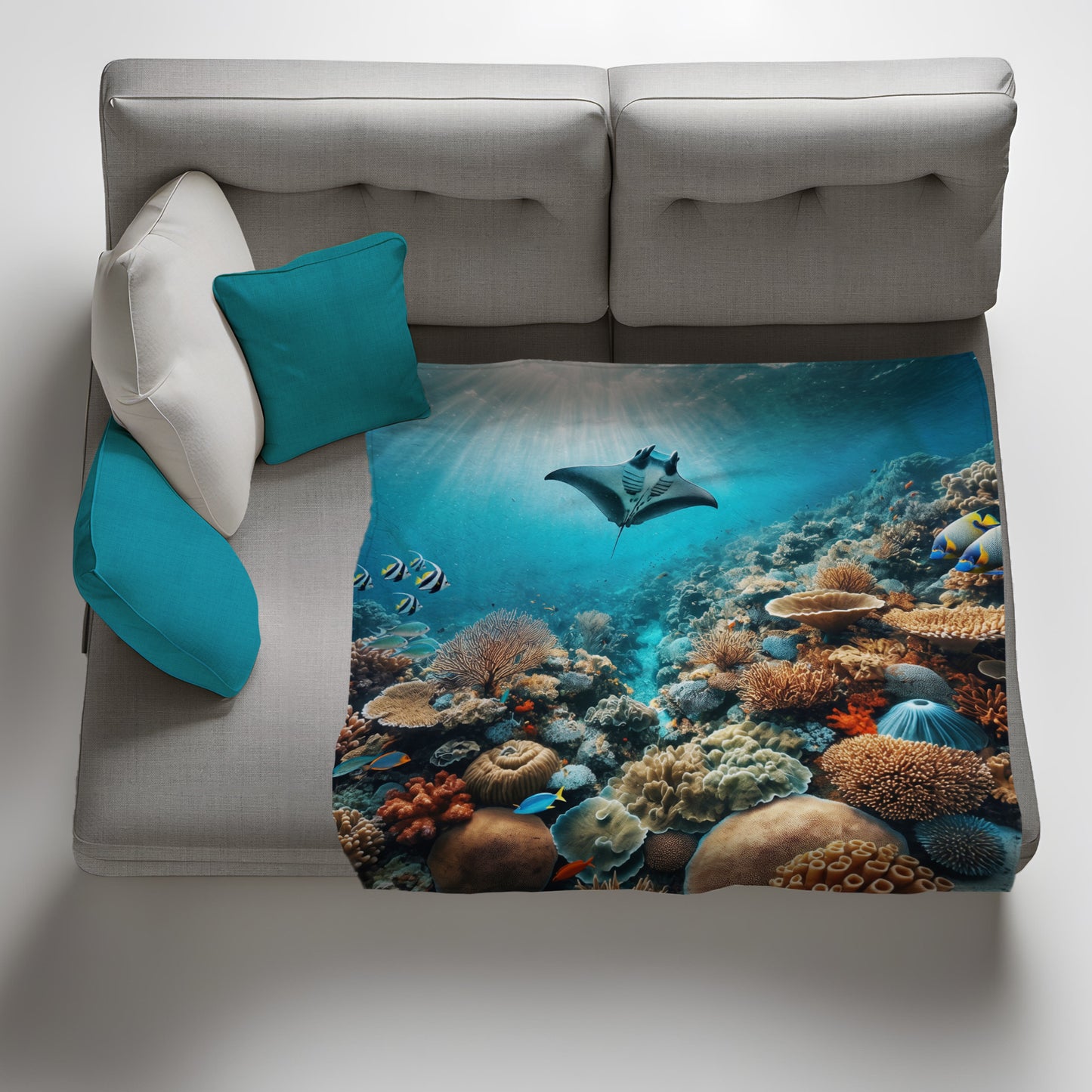 Wildlife Manta Ray Ocean Light Weight Fleece Blanket