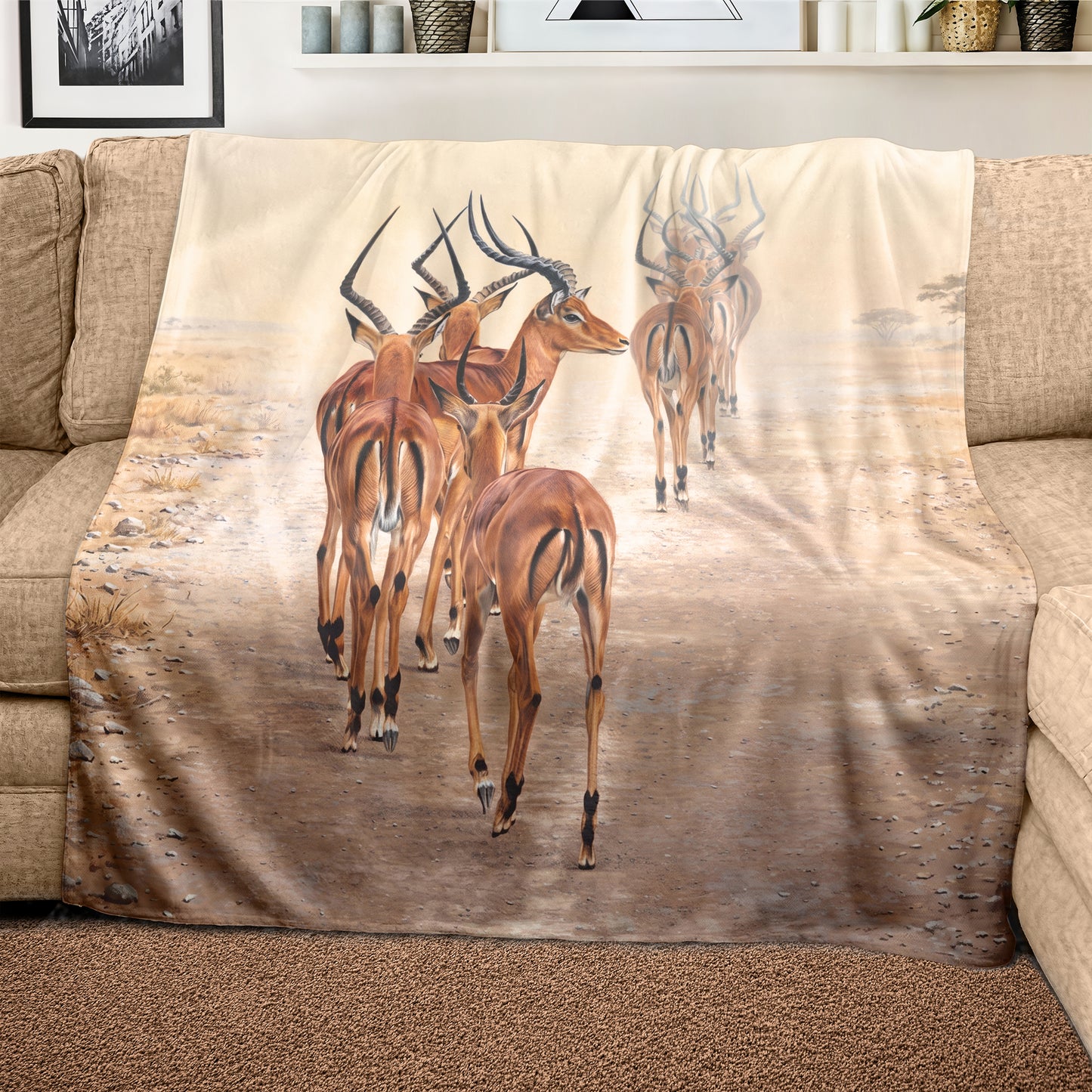 Wildlife Path of the Impala Light Weight Fleece Blanket