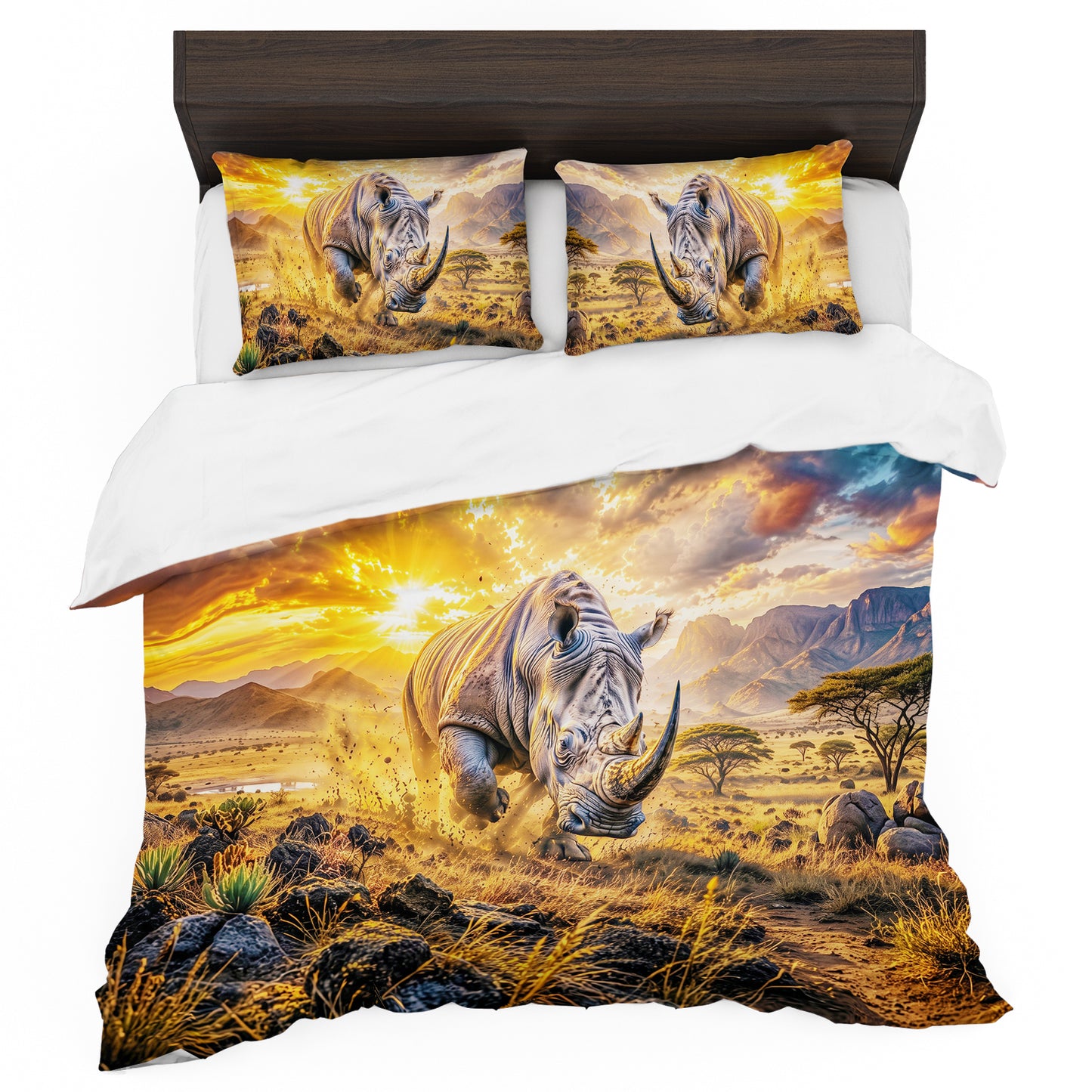 Wildlife Rhino Thunder Duvet Cover Set