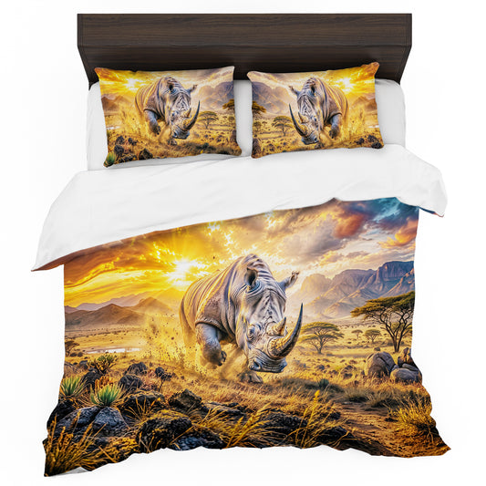Wildlife Rhino Thunder Duvet Cover Set