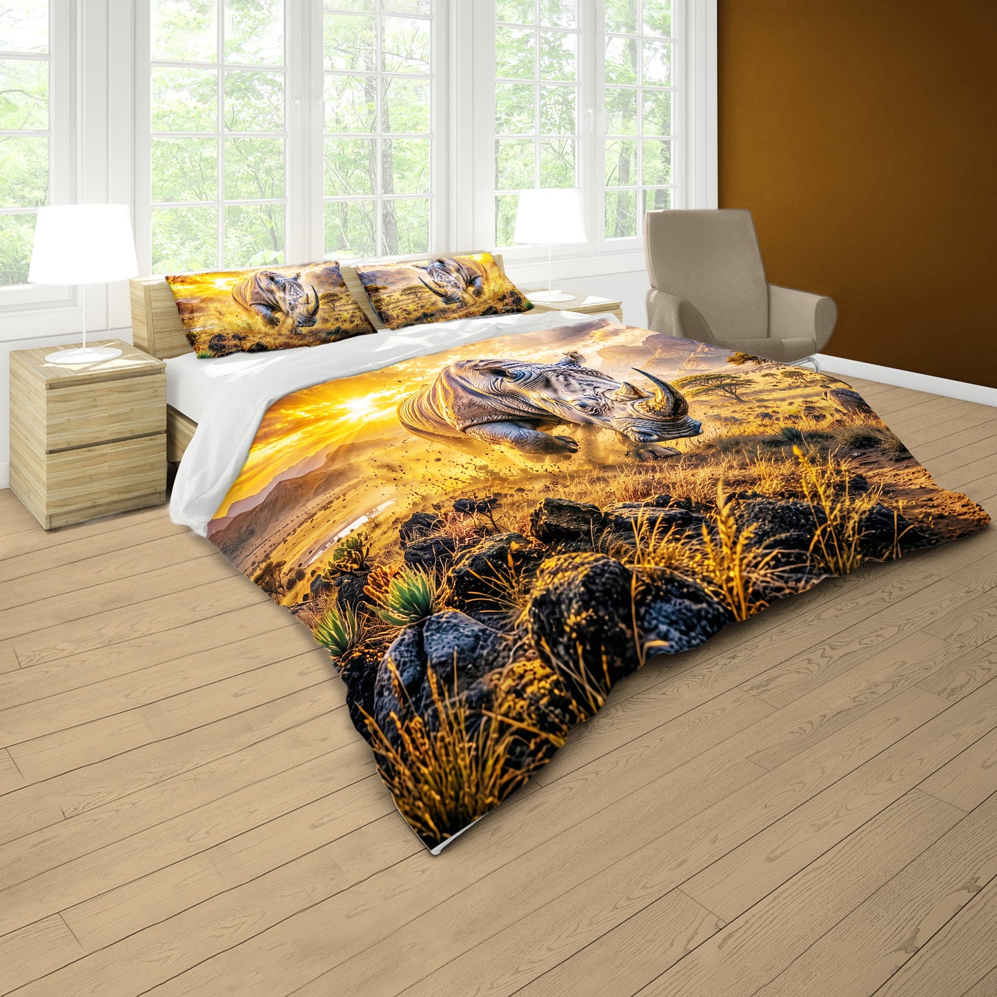Wildlife Rhino Thunder Duvet Cover Set