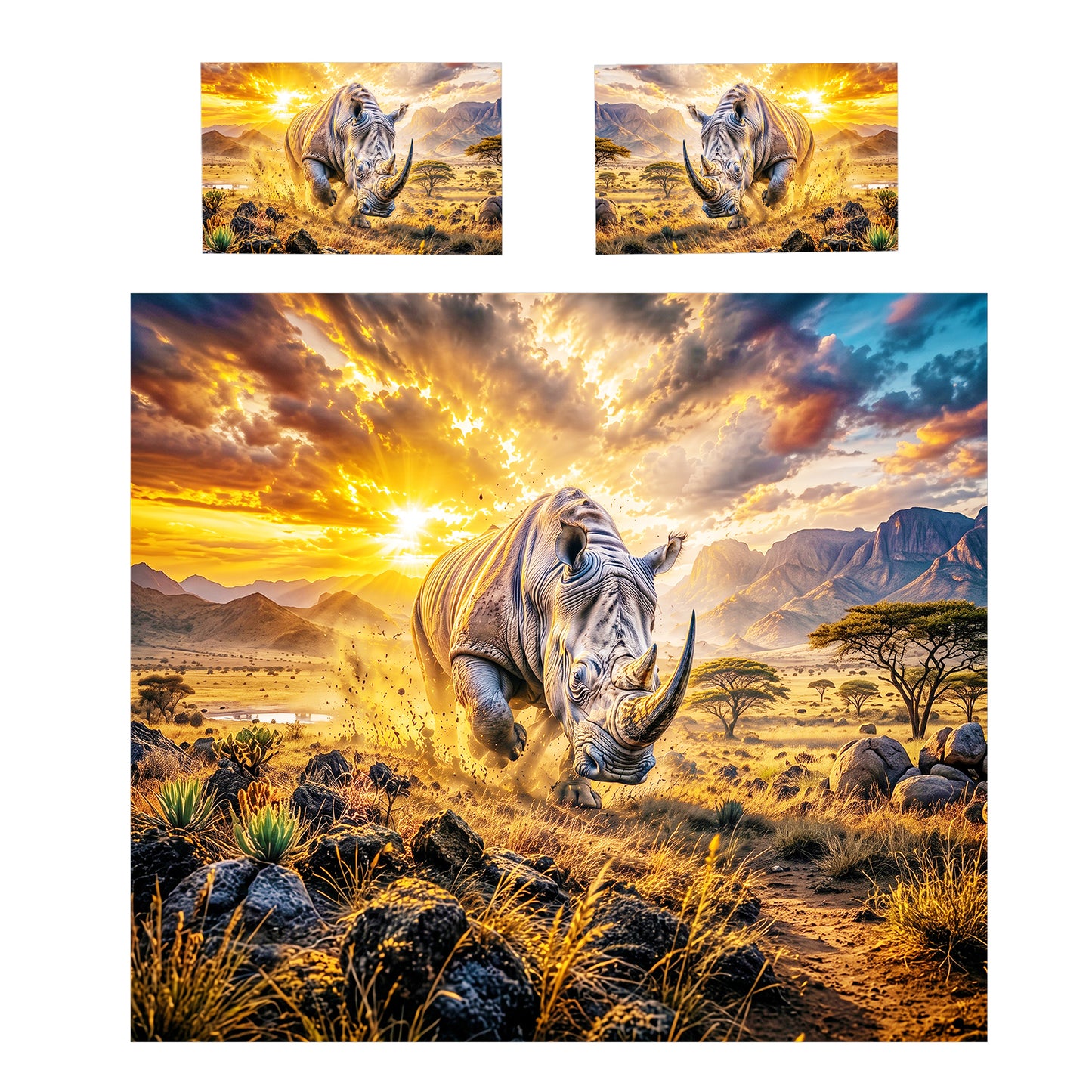 Wildlife Rhino Thunder Duvet Cover Set