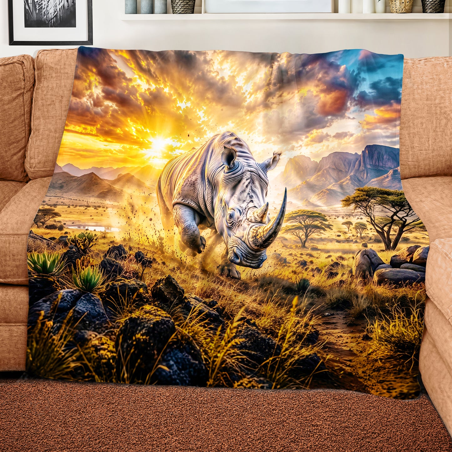 Wildlife Rhino Thunder Light Weight Fleece Blanket