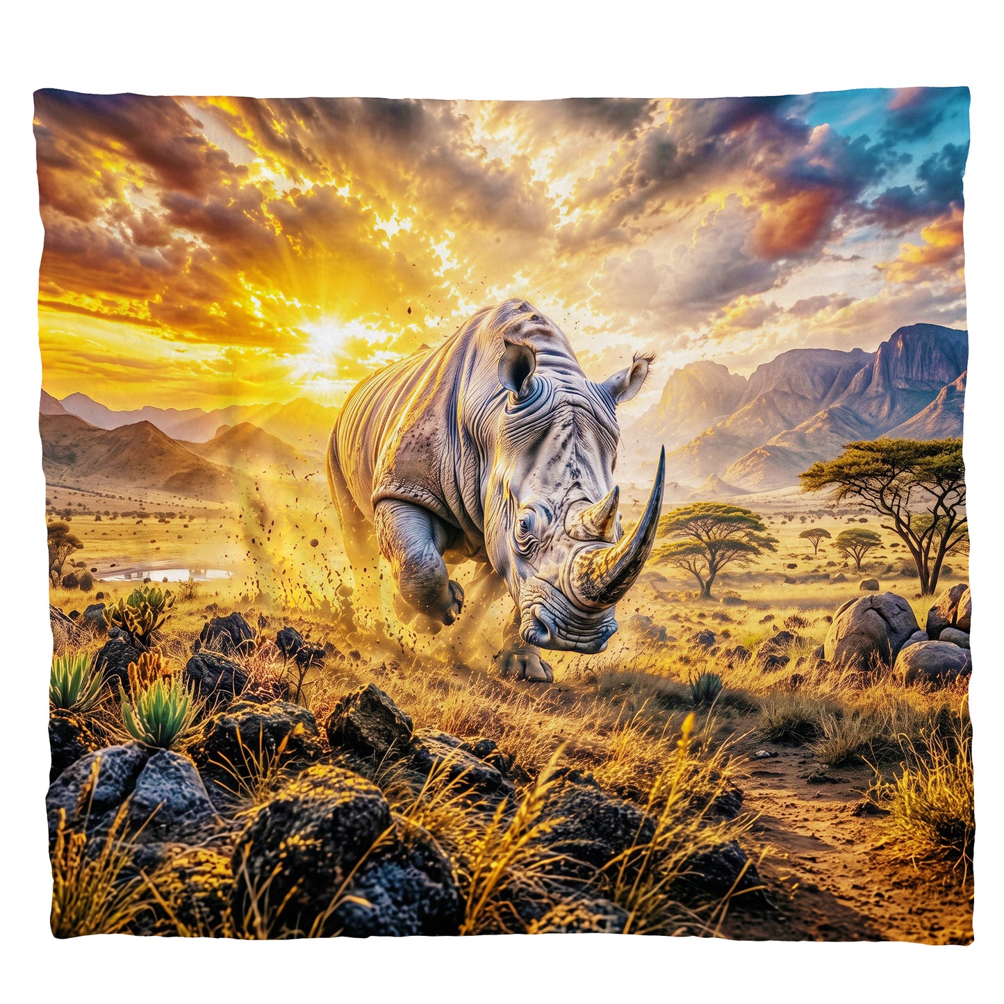 Wildlife Rhino Thunder Light Weight Fleece Blanket