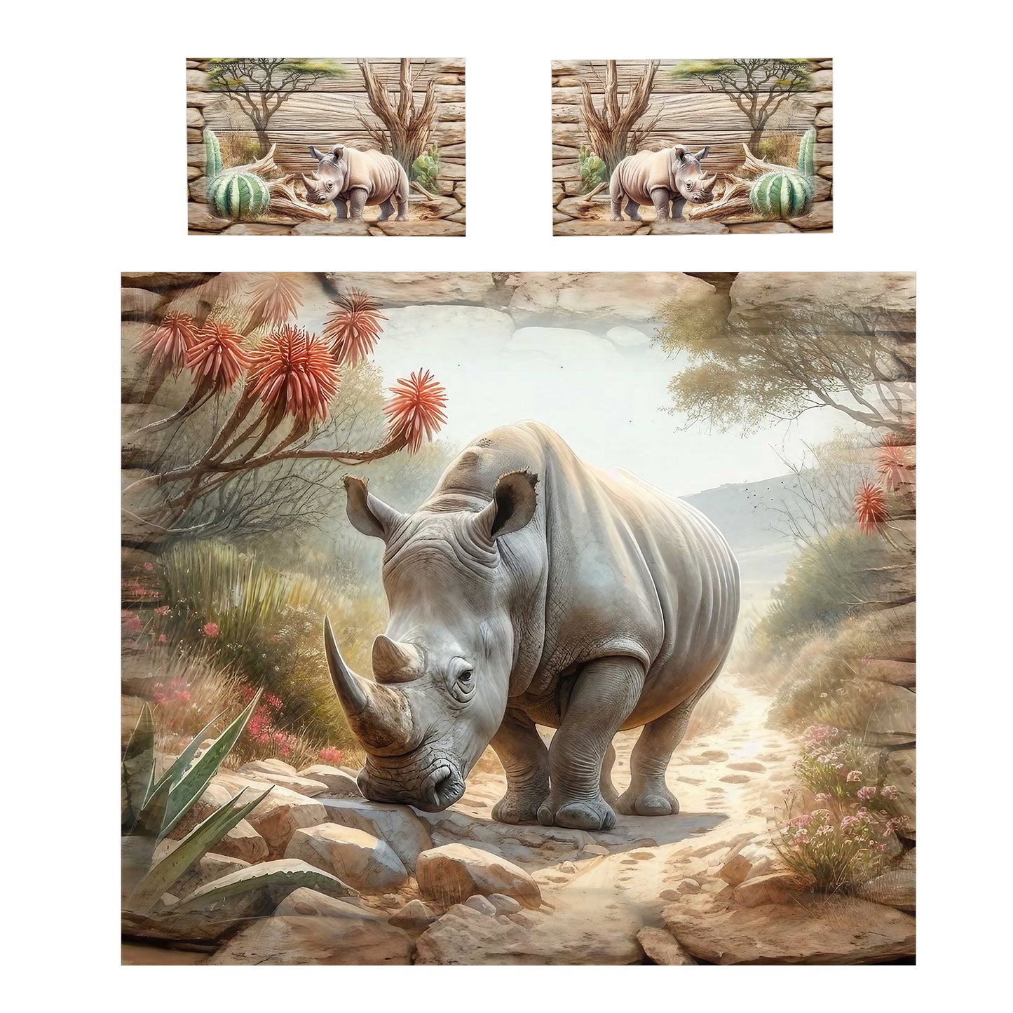 Wildlife Rhyno Duvet Cover Set