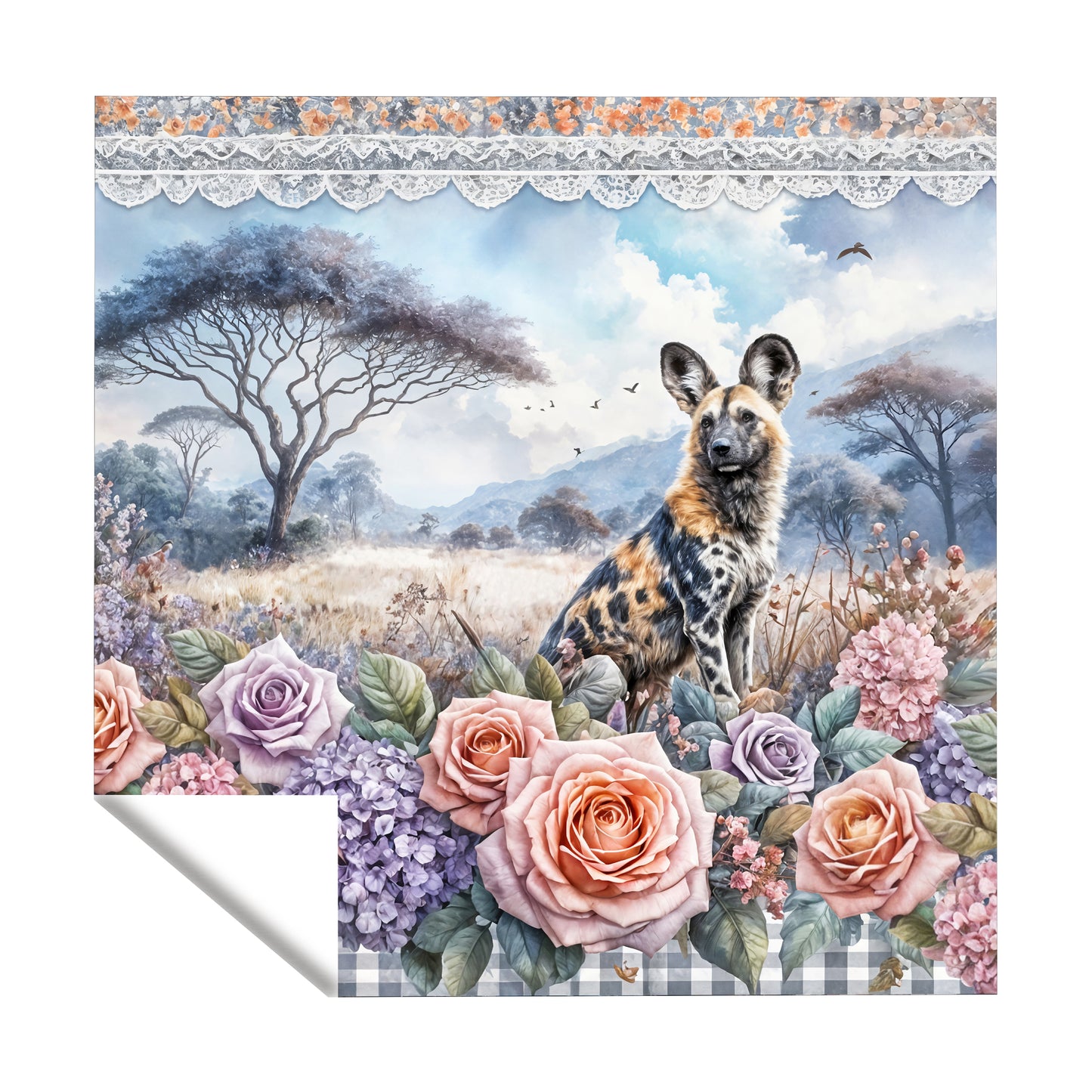 Wildlife Savanna Wild Dog Square Tablecloth