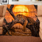 Wildlife Sunset Tiger Light Weight Fleece Blanket