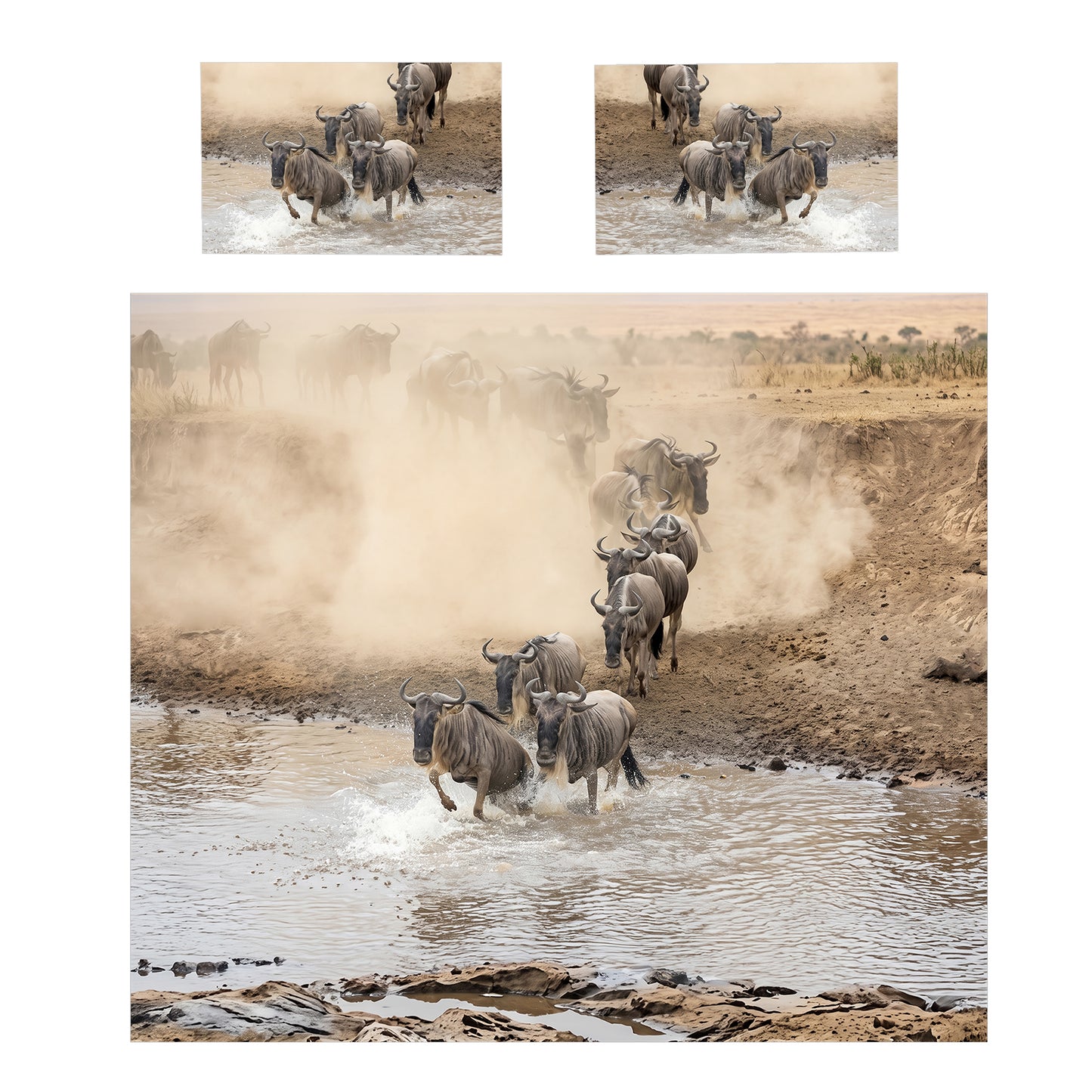 Wildlife Wildebeest Stampede Duvet Cover Set