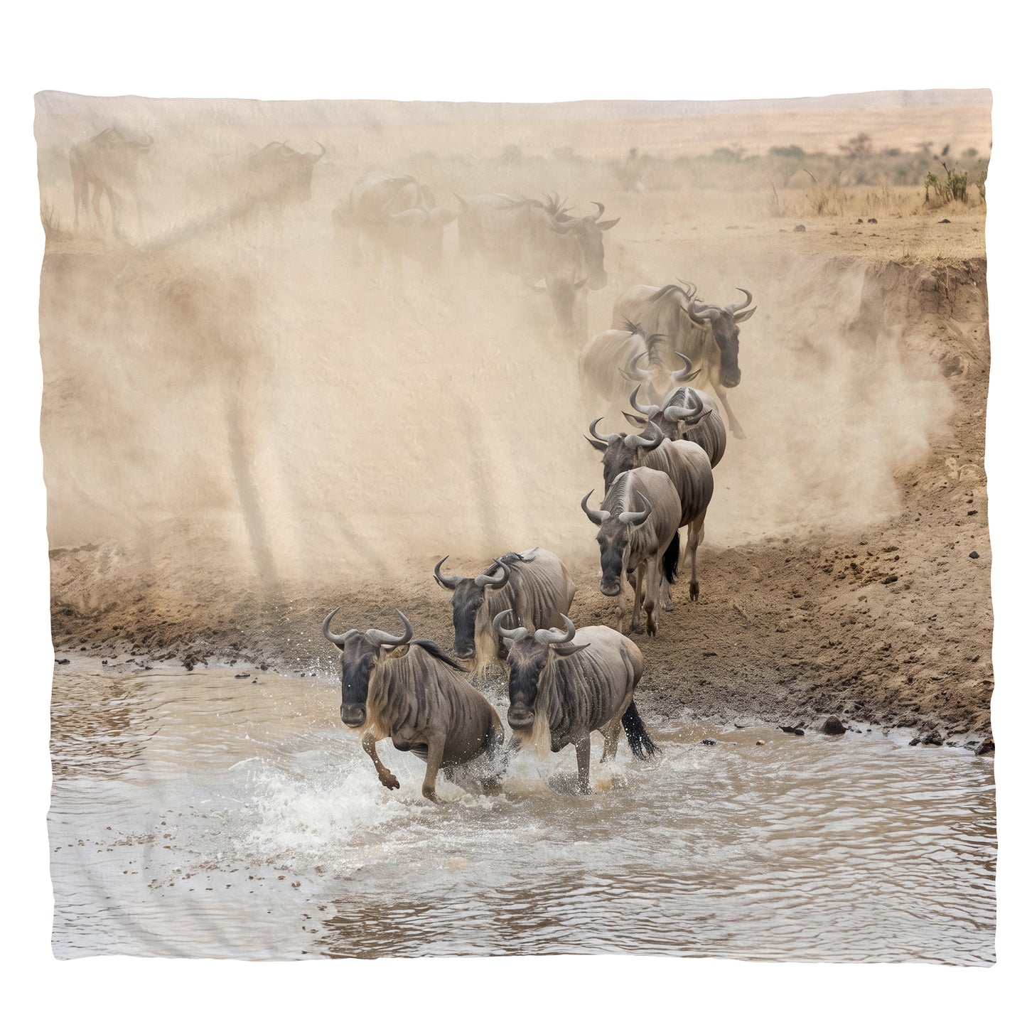 Wildlife Wildebeest Stampede Light Weight Fleece Blanket