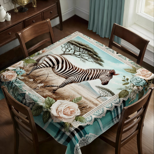 Wildlife Zebra Square Tablecloth