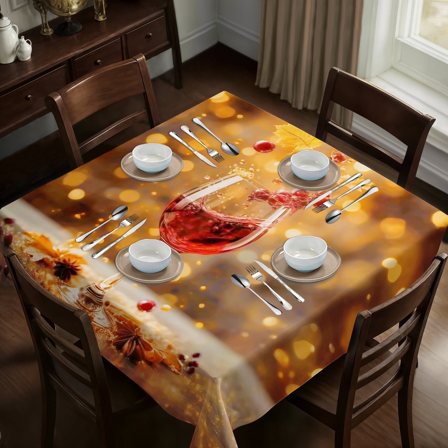 Wine And Dine Square Tablecloth