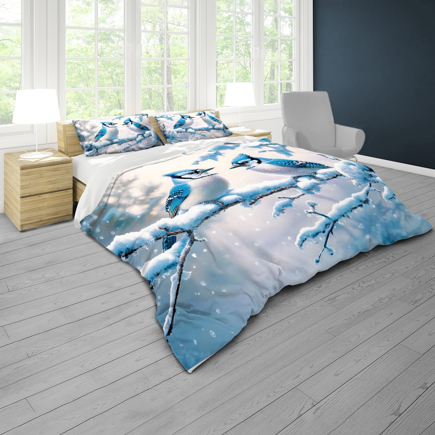 Winter’s Blue Jay  Whisper Duvet Cover Set
