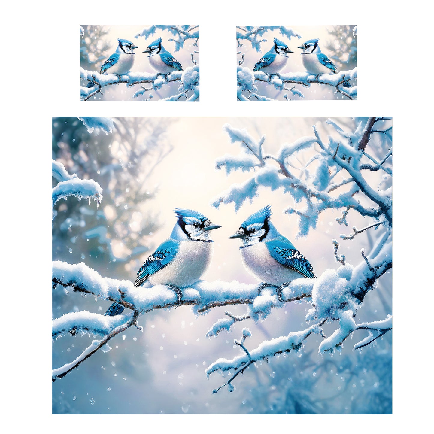 Winter’s Blue Jay  Whisper Duvet Cover Set