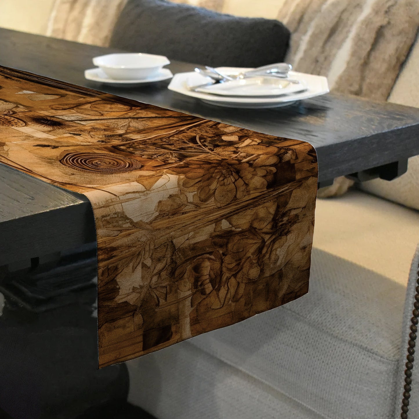Wood and Leaves Table Runner