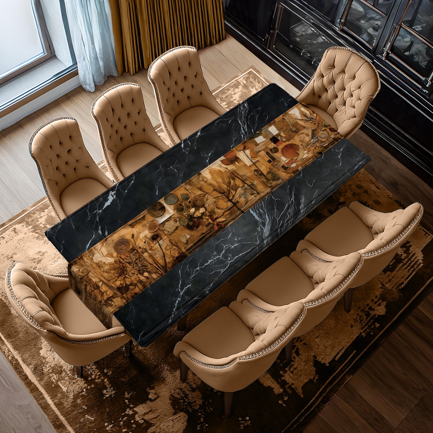 Wood and Leaves Table Runner