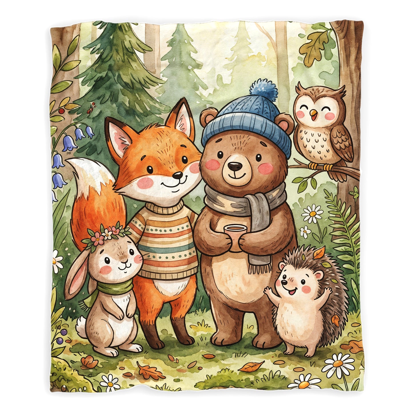 Woodland Animal Friends Baby Fleece Blanket
