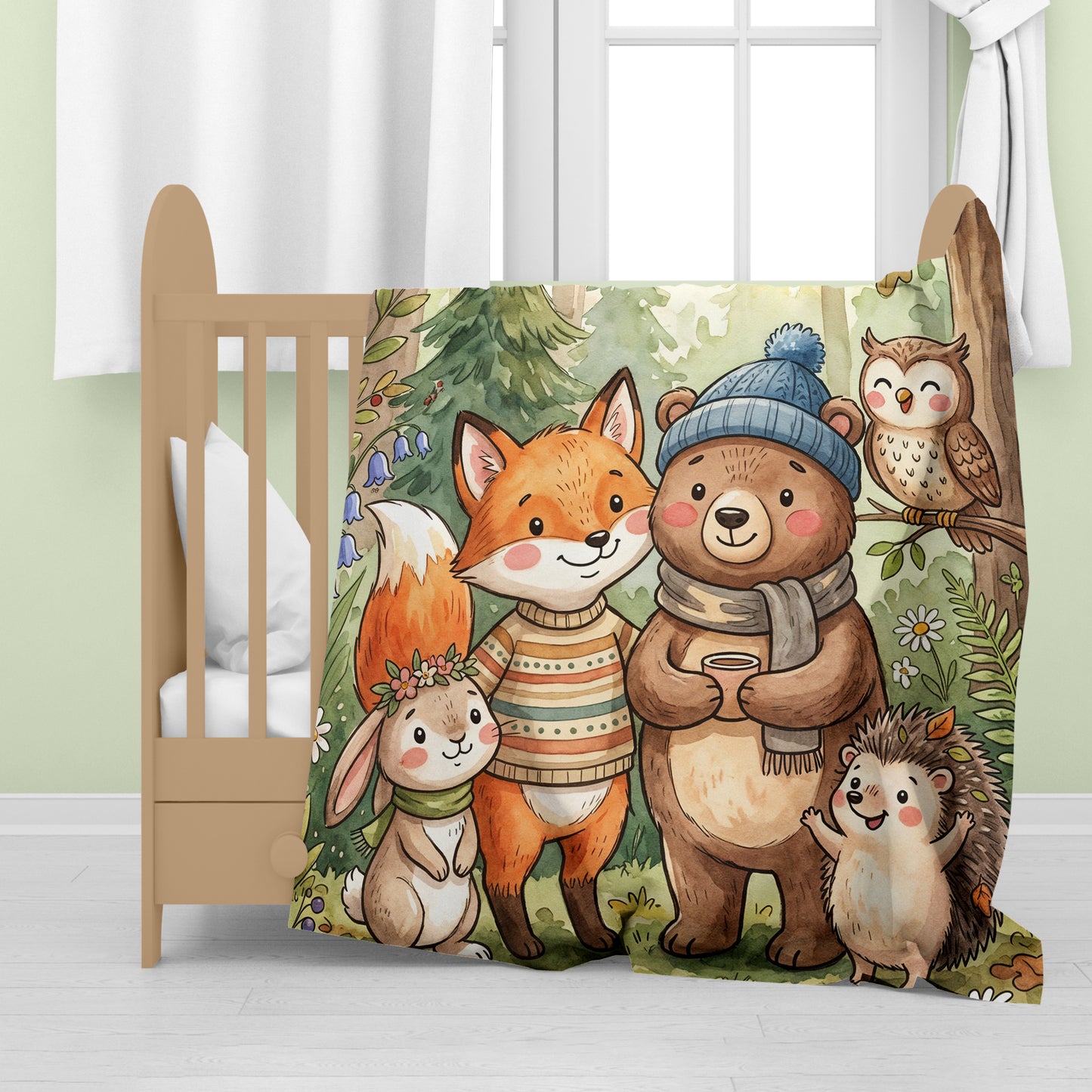 Woodland Animal Friends Baby Fleece Blanket