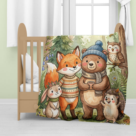 Woodland Animal Friends Baby Fleece Blanket