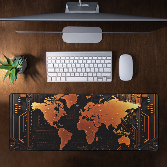 Cyber World Map Large Desk Pad