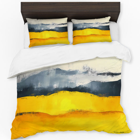 Yellow And Grey Duvet Cover Set by Wikus Schalkwyk