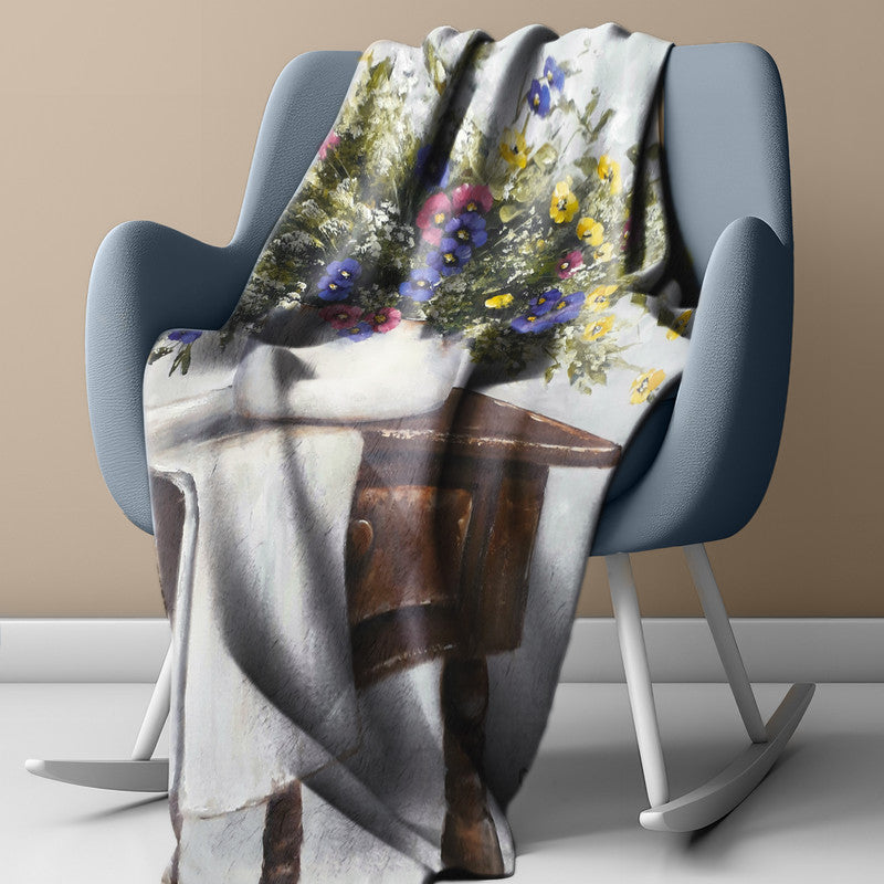 Yellow Bouquet in White Vase Light weightFleece Blanket By Stella Bruwer