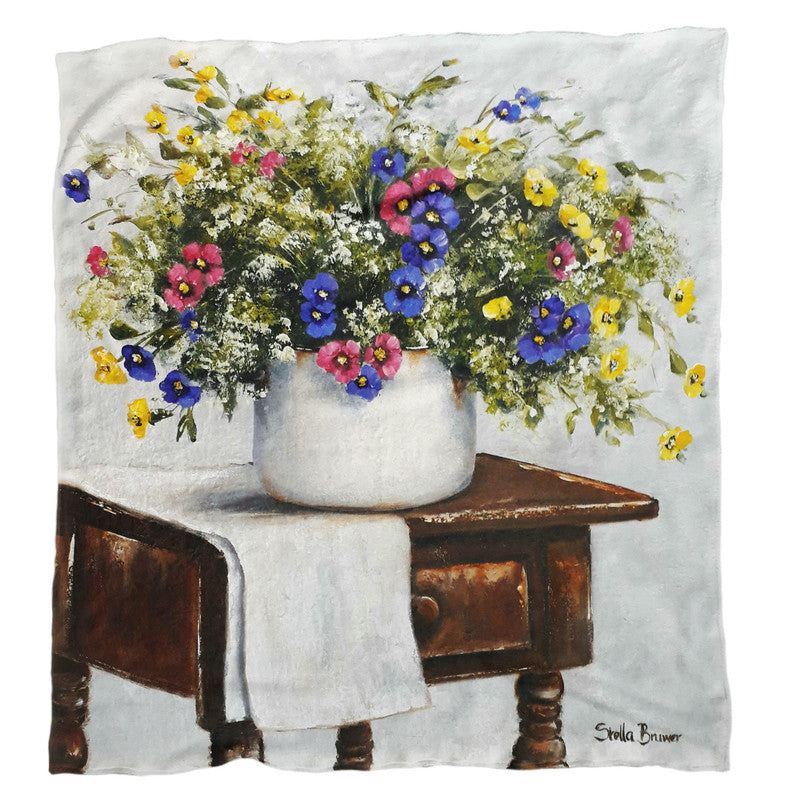 Yellow Bouquet in White Vase Light weightFleece Blanket By Stella Bruwer