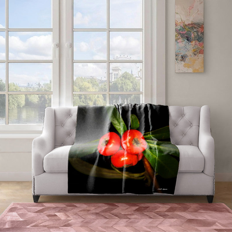 Yellow Firethorn Light Weight Fleece Blanket by Annette Heymans