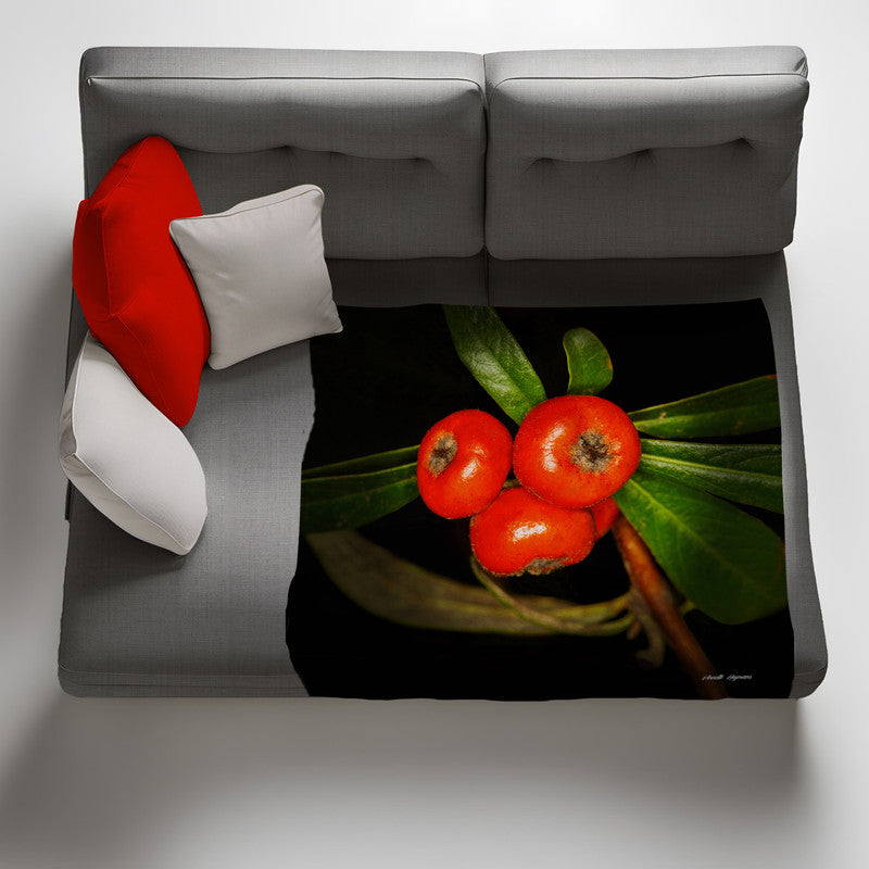 Yellow Firethorn Light Weight Fleece Blanket by Annette Heymans