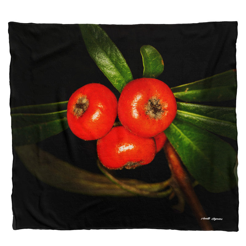 Yellow Firethorn Light Weight Fleece Blanket by Annette Heymans