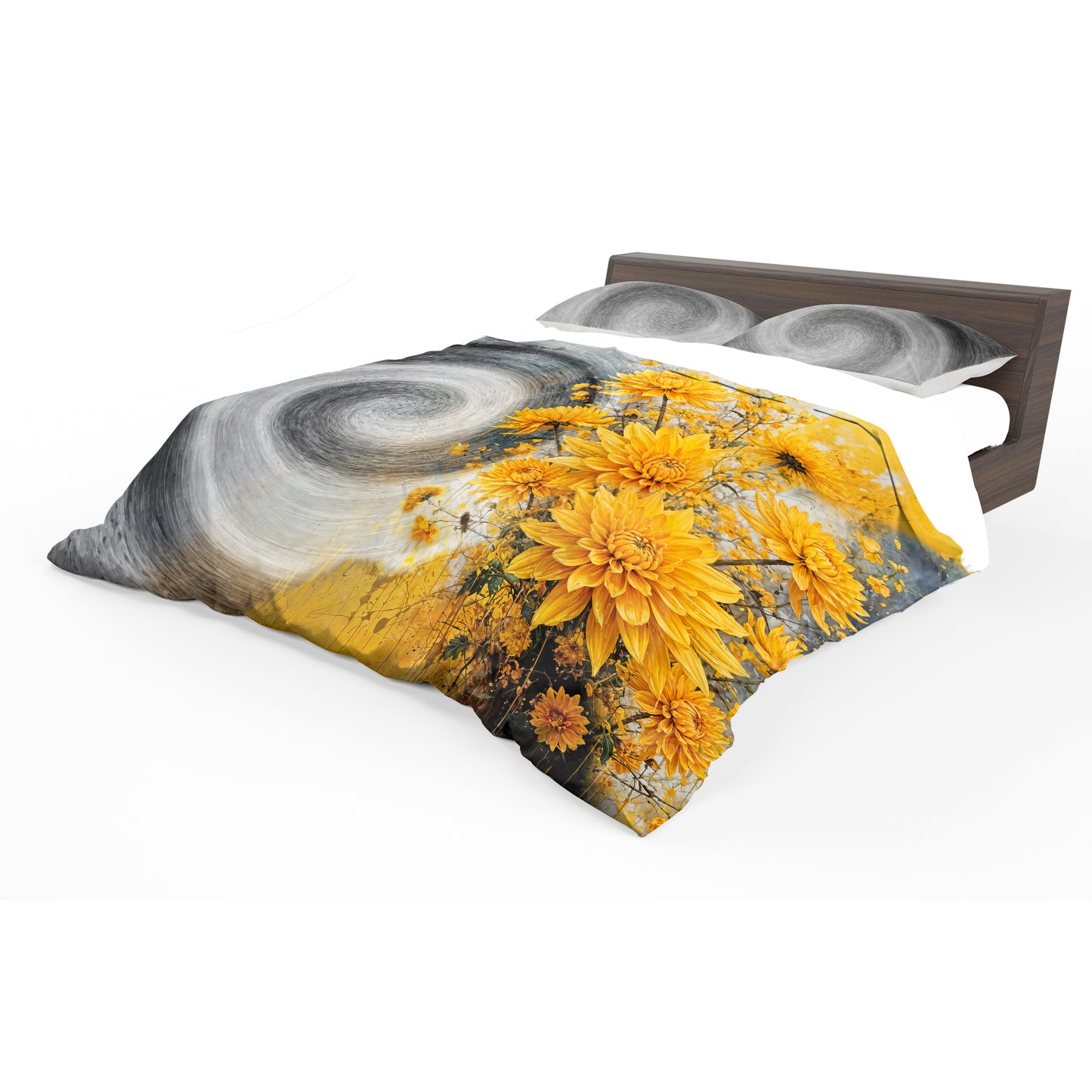 Yellow Dahlias Vortex Painting Duvet Cover Set