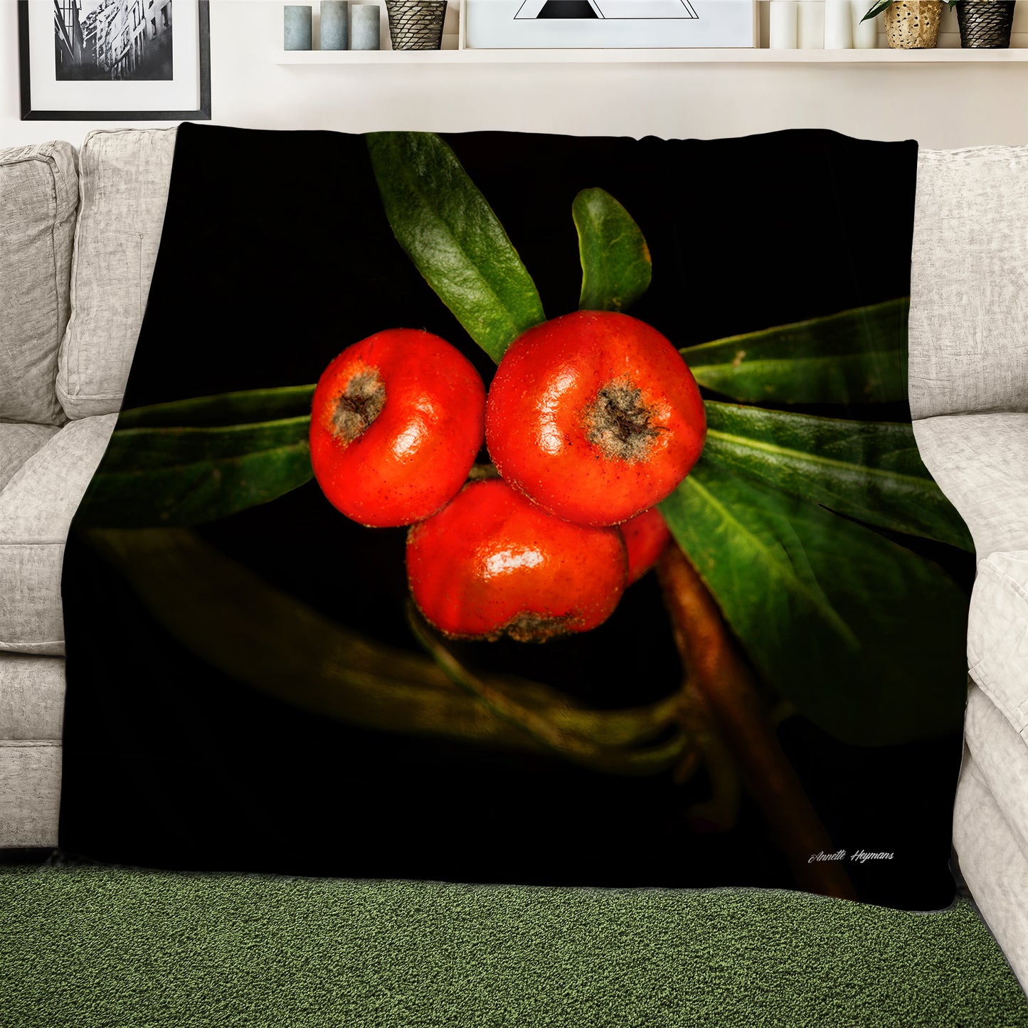Yellow Firethorn Light Weight Fleece Blanket by Annette Heymans